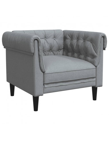 Poltrona Chesterfield Grigio Chiaro in Tessuto