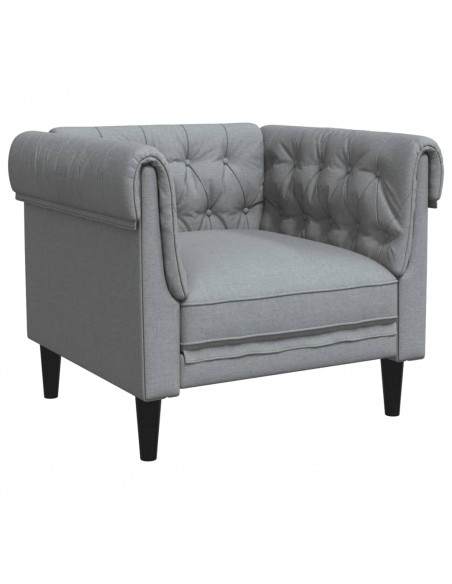 Poltrona Chesterfield Grigio Chiaro in Tessuto