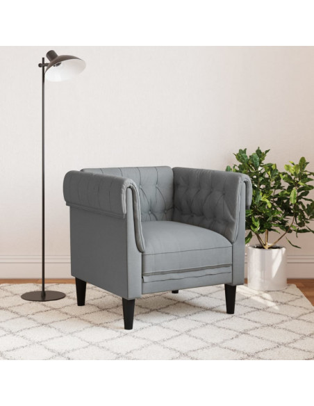 Poltrona Chesterfield Grigio Chiaro in Tessuto