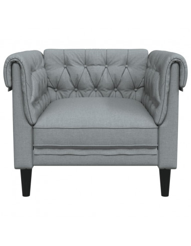Poltrona Chesterfield Grigio Chiaro in Tessuto