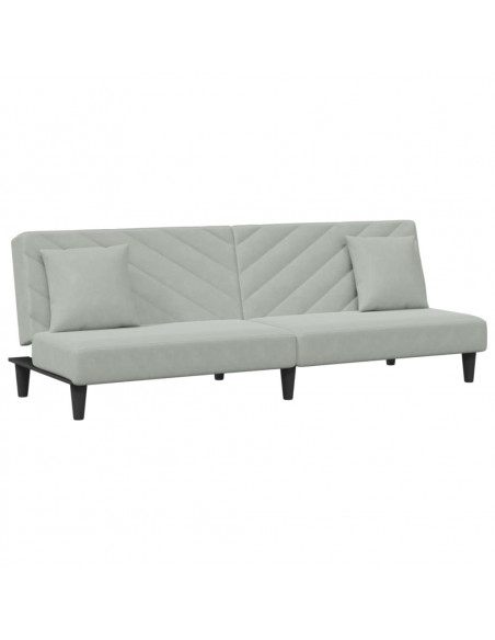 Set di Divani 2 pz con Cuscini Grigio Chiaro in Velluto
