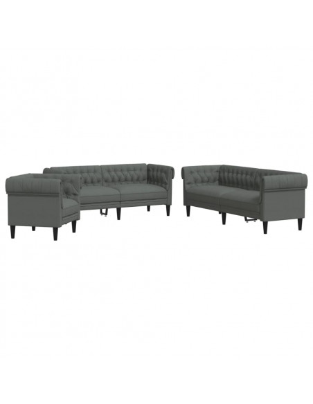 Set di Divani 3 pz Grigio Scuro in Tessuto