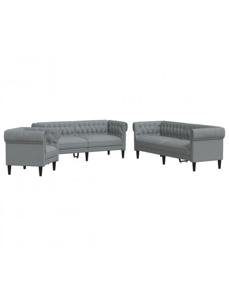 Set di Divani 3 pz Grigio Chiaro in Tessuto