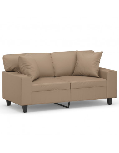 Divano a 2 Posti con Cuscini Cappuccino 120 cm in Similpelle