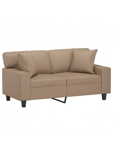 Divano a 2 Posti con Cuscini Cappuccino 120 cm in Similpelle