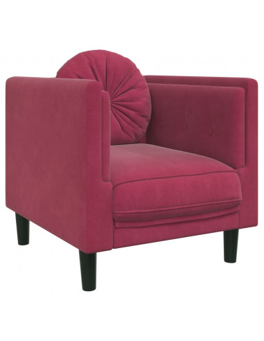 Poltrona con Cuscino Rosso Vino in Velluto