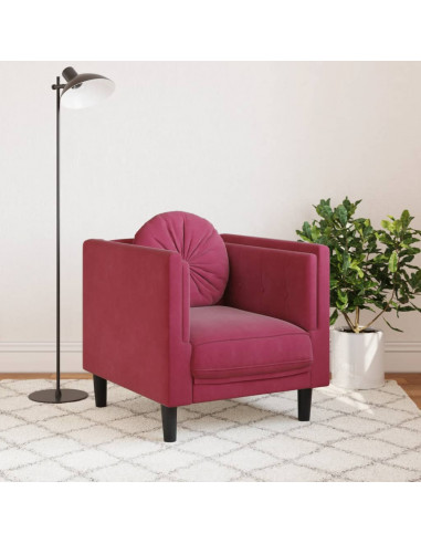 Poltrona con Cuscino Rosso Vino in Velluto