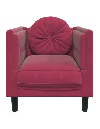 Poltrona con Cuscino Rosso Vino in Velluto