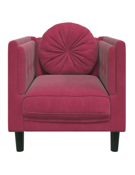 Poltrona con Cuscino Rosso Vino in Velluto