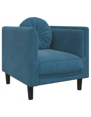 Poltrona con Cuscino Blu in Velluto