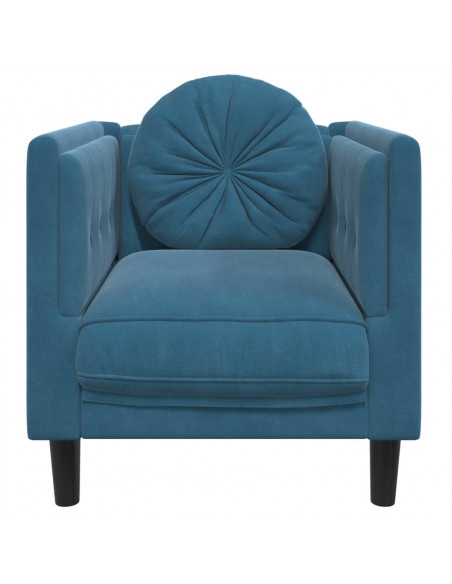 Poltrona con Cuscino Blu in Velluto