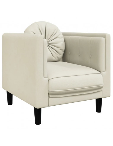 Poltrona con Cuscino Crema in Velluto