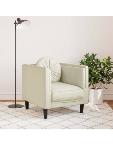 Poltrona con Cuscino Crema in Velluto