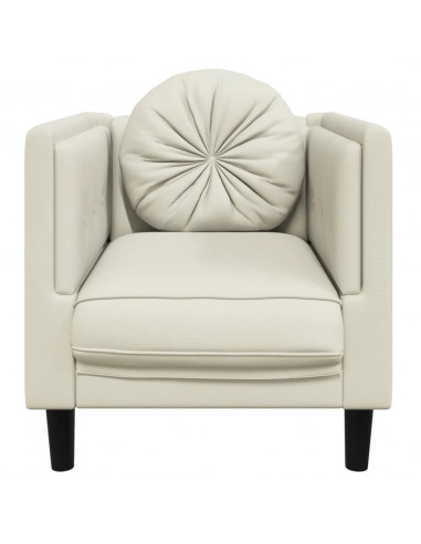 Poltrona con Cuscino Crema in Velluto