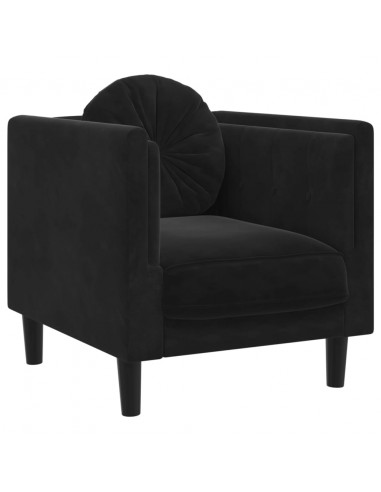 Poltrona con Cuscino Nero in Velluto