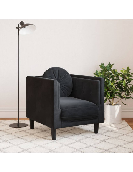 Poltrona con Cuscino Nero in Velluto