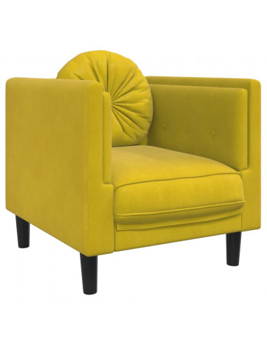 Poltrona con Cuscino Giallo in Velluto