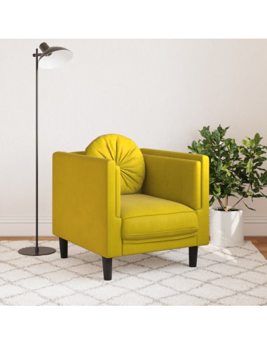 Poltrona con Cuscino Giallo in Velluto