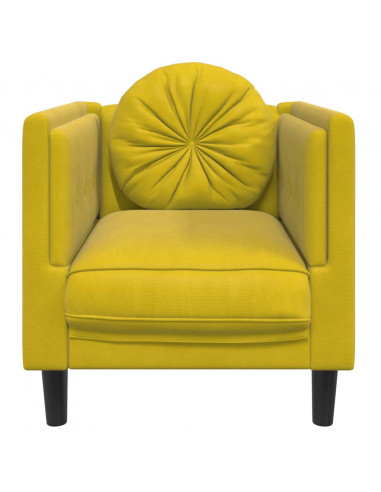 Poltrona con Cuscino Giallo in Velluto