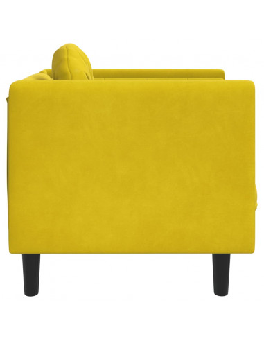Poltrona con Cuscino Giallo in Velluto