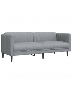 Divano a 3 Posti Grigio Chiaro in Tessuto 2