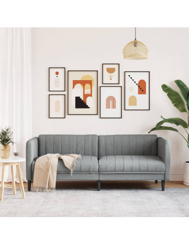 Divano a 3 Posti Grigio Chiaro in Tessuto