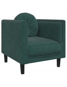 Poltrona con Cuscino Verde Scuro in Velluto 2