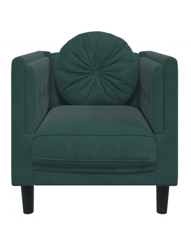 Poltrona con Cuscino Verde Scuro in Velluto