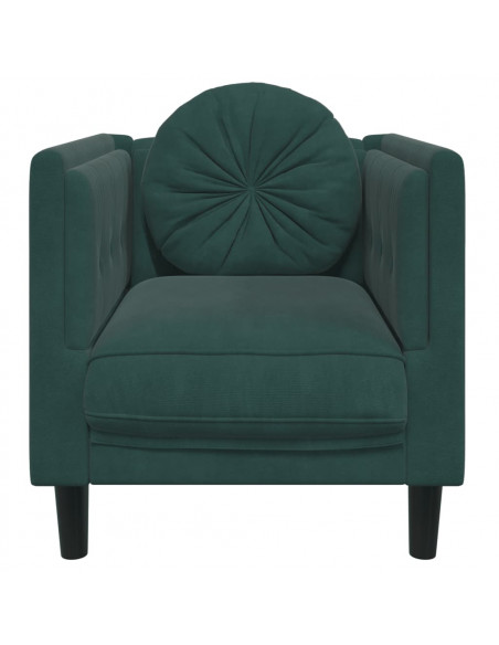 Poltrona con Cuscino Verde Scuro in Velluto