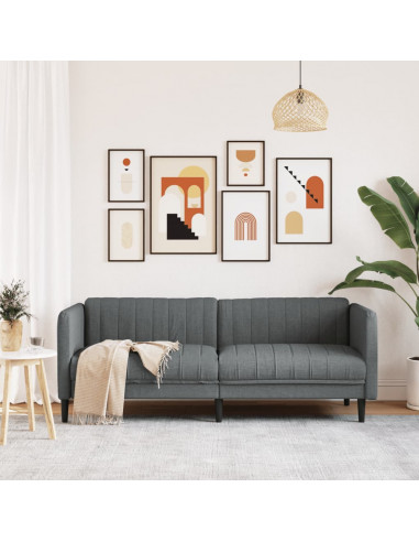 Divano a 3 Posti Grigio Scuro in Tessuto