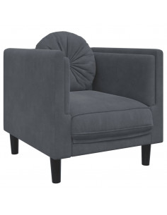 Poltrona con Cuscino Grigio Scuro in Velluto 2