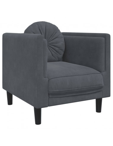 Poltrona con Cuscino Grigio Scuro in Velluto