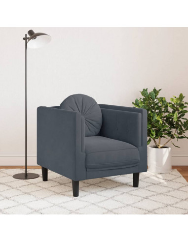 Poltrona con Cuscino Grigio Scuro in Velluto