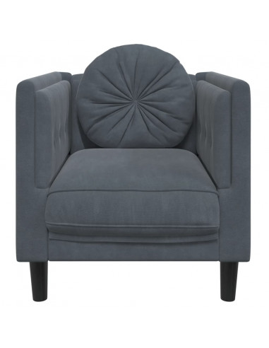 Poltrona con Cuscino Grigio Scuro in Velluto