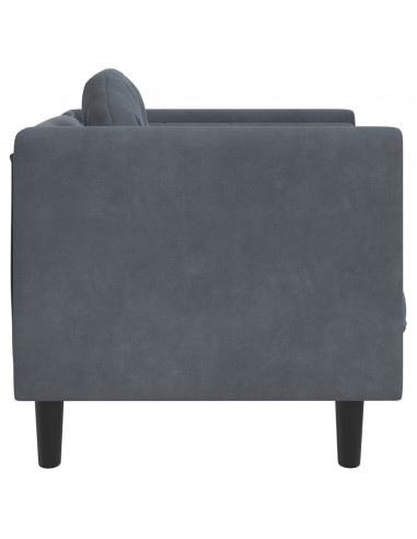 Poltrona con Cuscino Grigio Scuro in Velluto