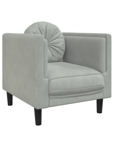 Poltrona con Cuscino Grigio Chiaro in Velluto
