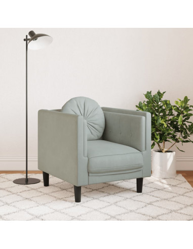 Poltrona con Cuscino Grigio Chiaro in Velluto