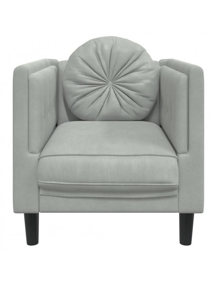 Poltrona con Cuscino Grigio Chiaro in Velluto