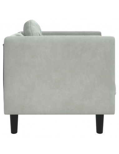 Poltrona con Cuscino Grigio Chiaro in Velluto