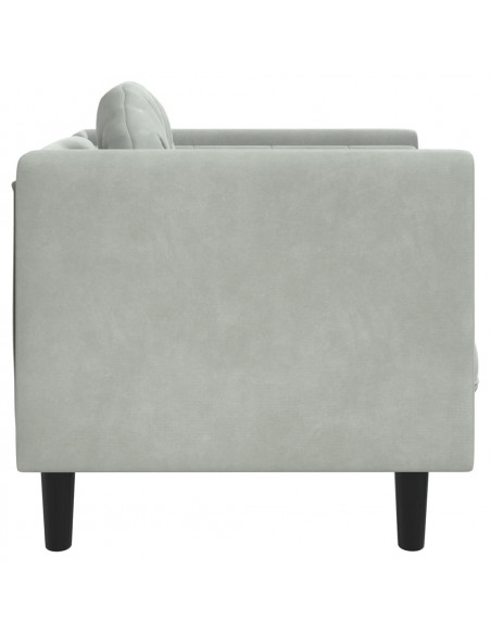 Poltrona con Cuscino Grigio Chiaro in Velluto