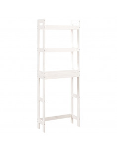 Rastrelliera da Bagno Bianca 63x26x171 cm Legno Massello Pino 2