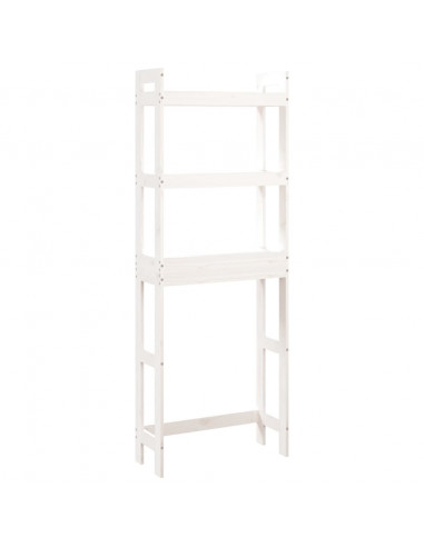 Rastrelliera da Bagno Bianca 63x26x171 cm Legno Massello Pino