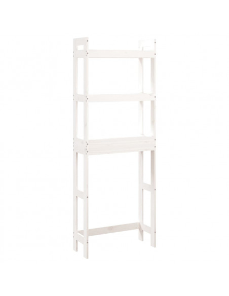 Rastrelliera da Bagno Bianca 63x26x171 cm Legno Massello Pino