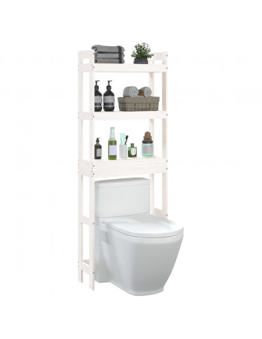 Rastrelliera da Bagno Bianca 63x26x171 cm Legno Massello Pino