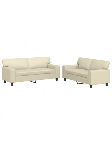 Set di Divani 2 pz Crema in Similpelle