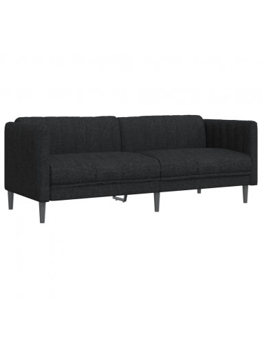 Divano a 3 Posti Nero in Tessuto