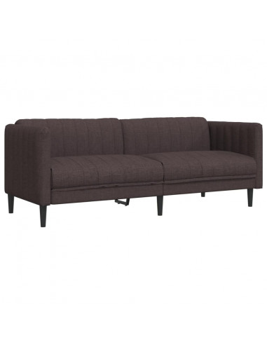 Divano a 3 Posti Marrone Scuro in Tessuto
