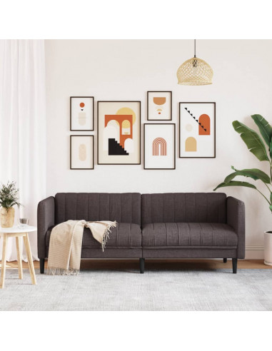 Divano a 3 Posti Marrone Scuro in Tessuto