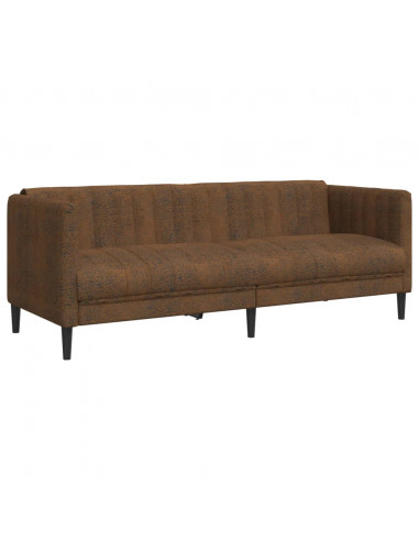 Divano a 3 Posti Marrone in Tessuto