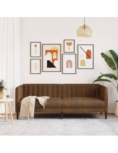 Divano a 3 Posti Marrone in Tessuto